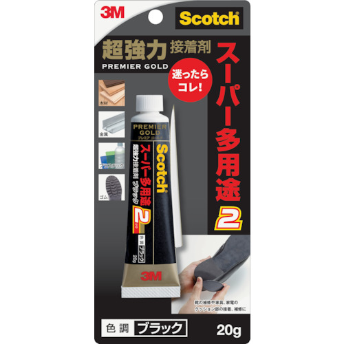 【TRUSCO】３Ｍ　スコッチ　超強力接着剤　プレミアゴールド　スーパー多用途２　２０ｇ　ブラック